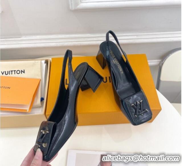 Low Cost Louis Vuitton Shake Slingback Pumps 5.5cm in Epi Patent Leather Black 718078