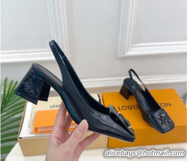 Low Cost Louis Vuitton Shake Slingback Pumps 5.5cm in Epi Patent Leather Black 718078