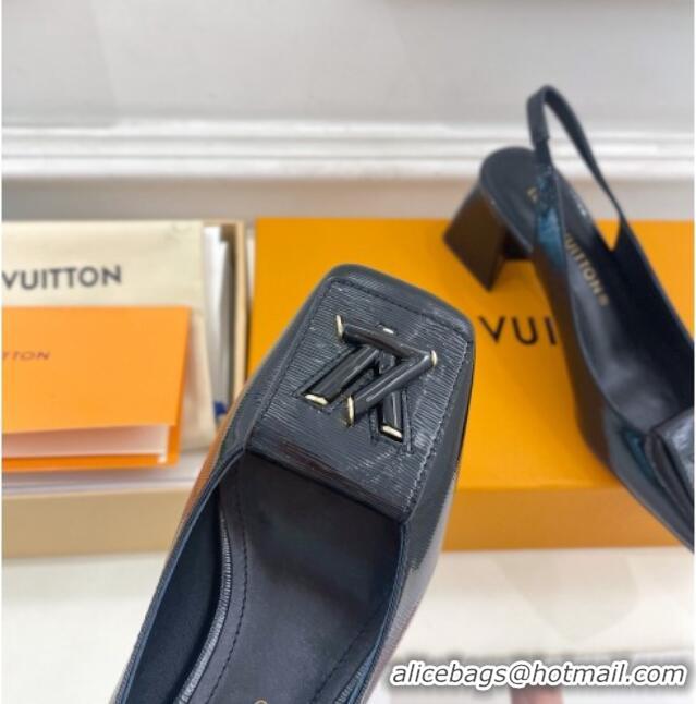 Low Cost Louis Vuitton Shake Slingback Pumps 5.5cm in Epi Patent Leather Black 718078