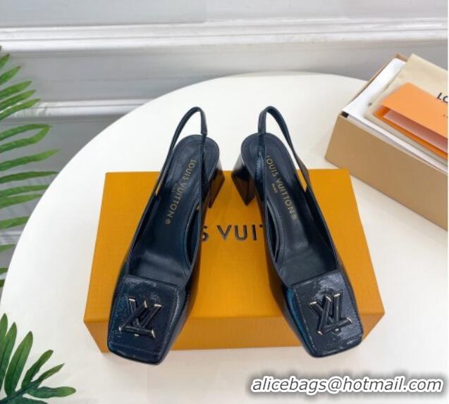 Low Cost Louis Vuitton Shake Slingback Pumps 5.5cm in Epi Patent Leather Black 718078