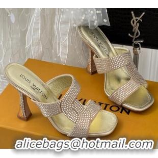 Classic Hot Louis Vuitton Sparkle Crystal Allover Slide Sandals 9.5cm Nude 719048