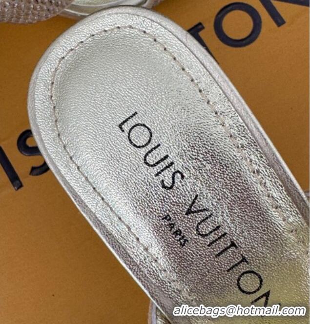 Classic Hot Louis Vuitton Sparkle Crystal Allover Slide Sandals 9.5cm Nude 719048