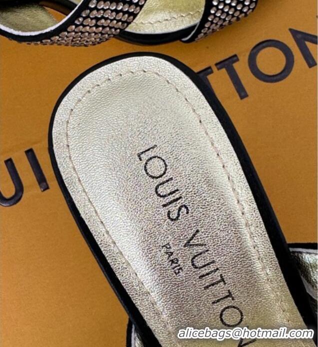 Perfect Louis Vuitton Sparkle Crystal Allover Slide Sandals 9.5cm Black 719049