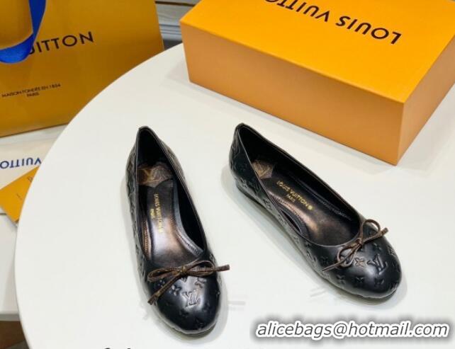 Sumptuous Louis Vuitton Nina Flat Ballerinas in Monogram Leather Black 725058