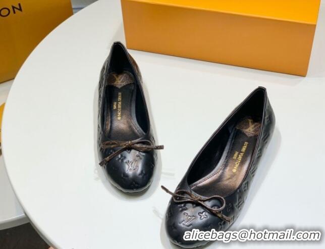 Sumptuous Louis Vuitton Nina Flat Ballerinas in Monogram Leather Black 725058