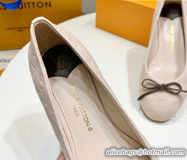 Sophisticated Louis Vuitton Nina Flat Ballerinas in Monogram Leather Pale Nude 725059