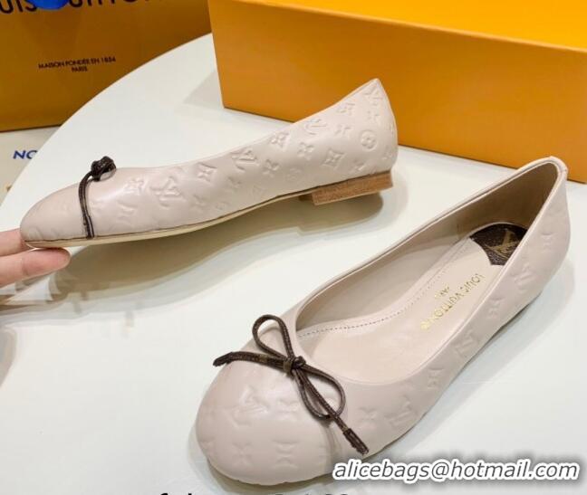 Sophisticated Louis Vuitton Nina Flat Ballerinas in Monogram Leather Pale Nude 725059