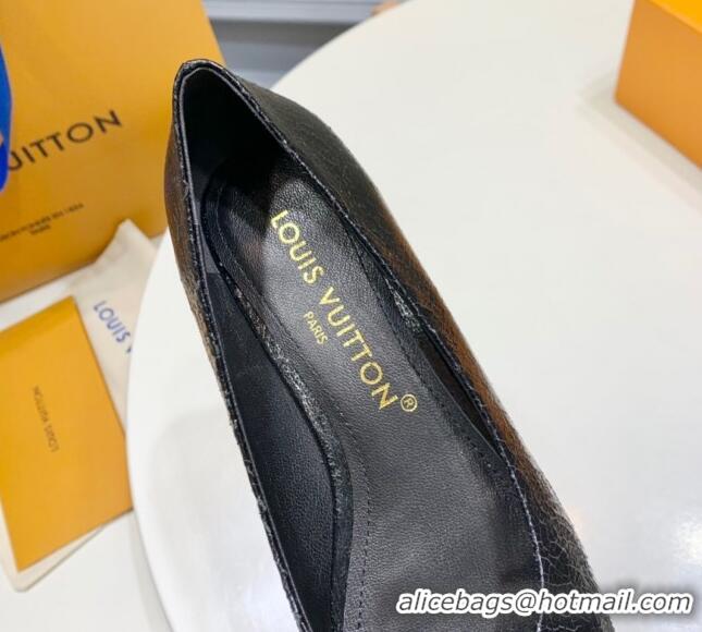 Duplicate Louis Vuitton Nina Flat Ballerinas in Crinkled Leather with LV Black 725060