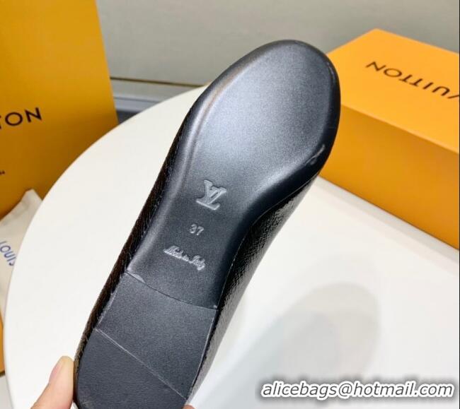 Duplicate Louis Vuitton Nina Flat Ballerinas in Crinkled Leather with LV Black 725060