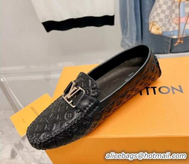 Chic Louis Vuitton Gloria Flat Loafer with LV Band in Monogram Leather Black 728036