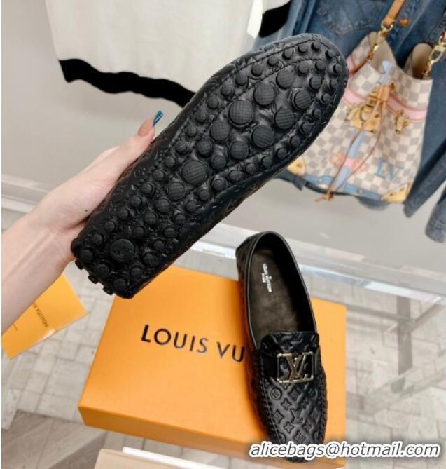 Chic Louis Vuitton Gloria Flat Loafer with LV Band in Monogram Leather Black 728036