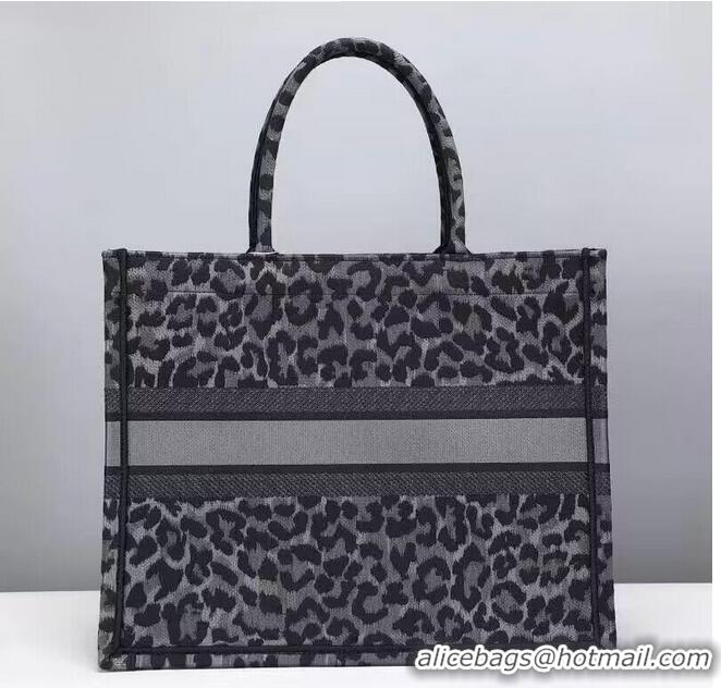 Low Price DIOR BOOK TOTE Embroidery M1289ZR Gray Leopard Print