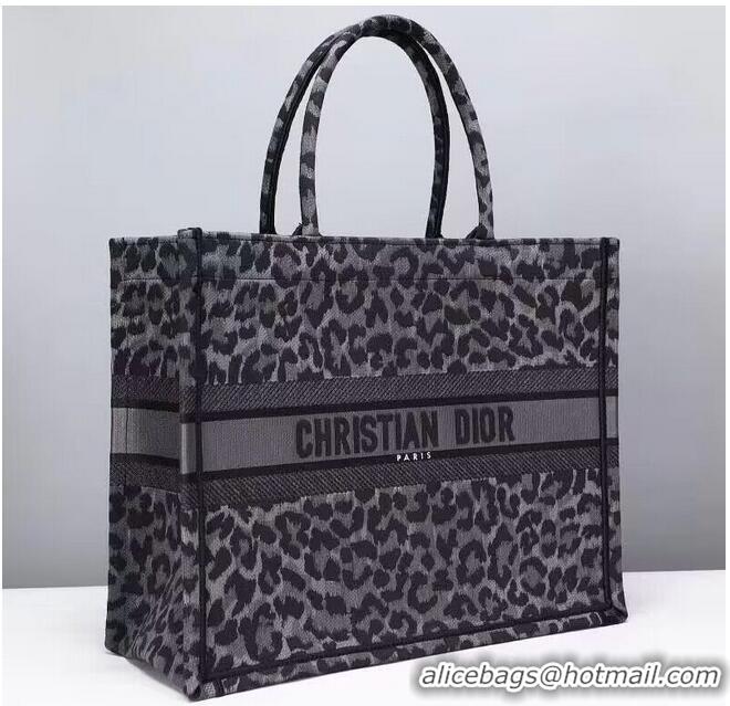 Low Price DIOR BOOK TOTE Embroidery M1289ZR Gray Leopard Print