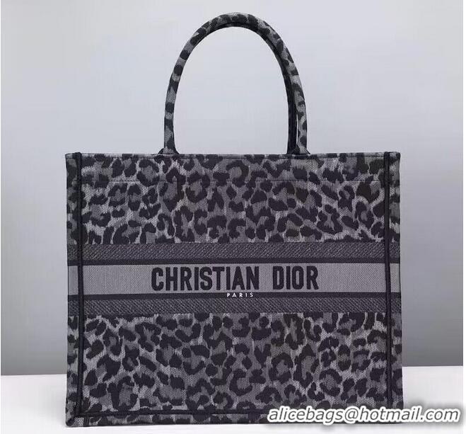 Low Price DIOR BOOK TOTE Embroidery M1289ZR Gray Leopard Print