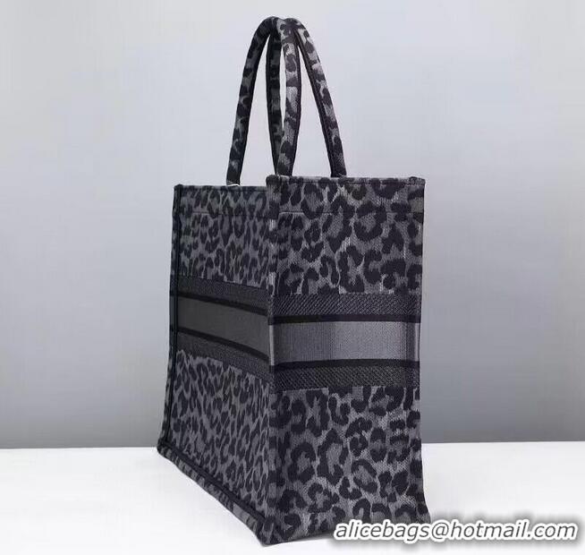 Low Price DIOR BOOK TOTE Embroidery M1289ZR Gray Leopard Print