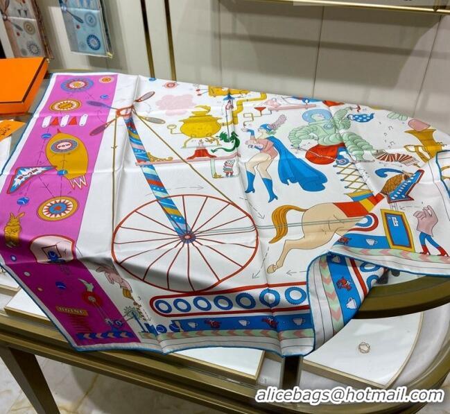 Buy Inexpensive Hermes Tea for Two Silk Sqaure Scarf 90x90cm H0874 White 2023