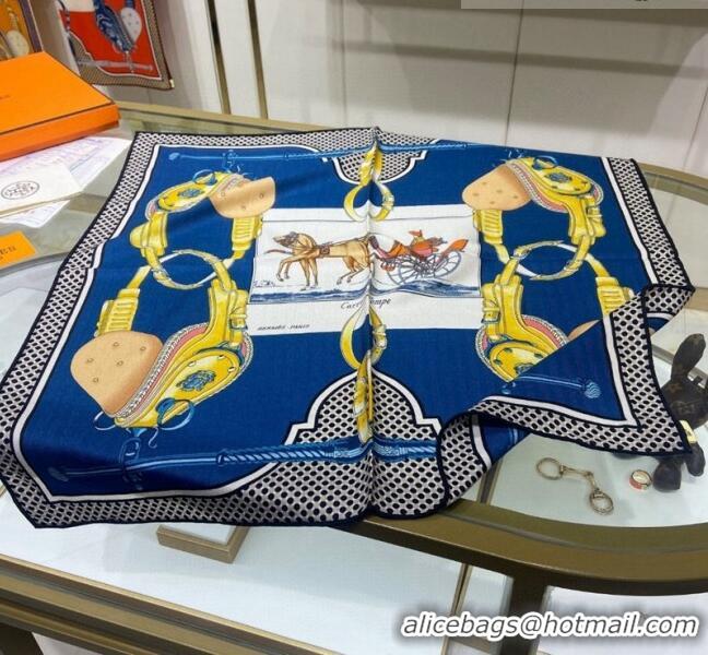 Inexpensive Hermes Cashmere Silk Sqaure Scarf 70x70cm H0308 Blue 2023