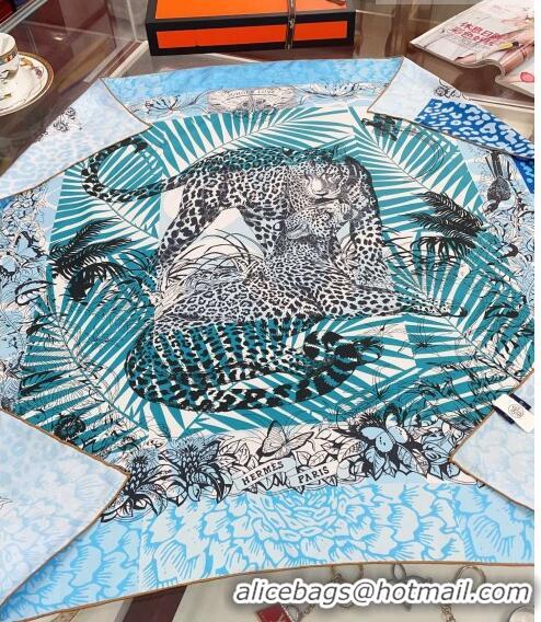 Super Quality Hermes Jungle Love Stamped Silk Sqaure Scarf 90x90cm H0876 Blue 2023