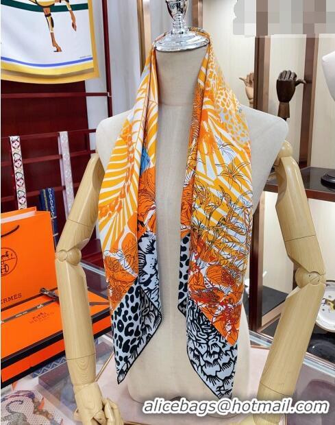 Cheap Design Hermes Jungle Love Stamped Silk Sqaure Scarf 90x90cm H0876 Yellow 2023