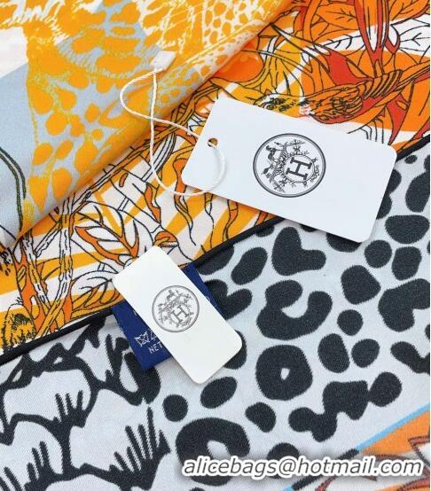 Cheap Design Hermes Jungle Love Stamped Silk Sqaure Scarf 90x90cm H0876 Yellow 2023