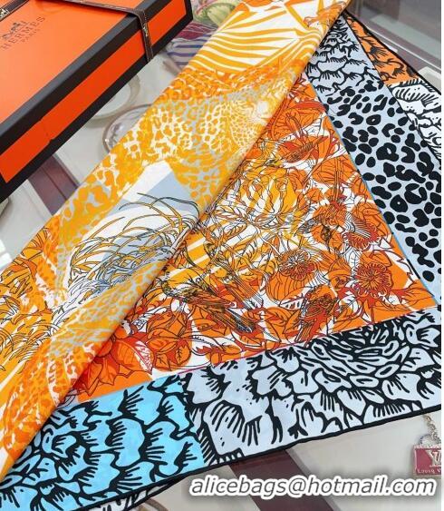 Cheap Design Hermes Jungle Love Stamped Silk Sqaure Scarf 90x90cm H0876 Yellow 2023