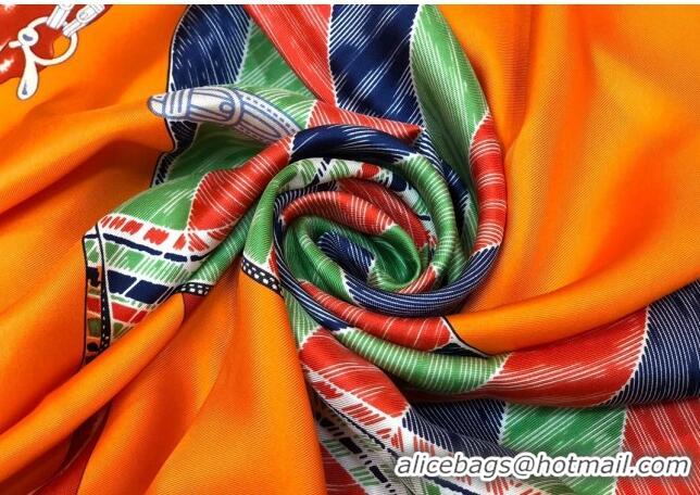 Best Price Hermes Favori Du Fauburg Silk Square Scarf 90x90cm H0877 Orange 2023