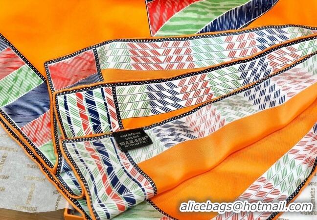 Best Price Hermes Favori Du Fauburg Silk Square Scarf 90x90cm H0877 Orange 2023