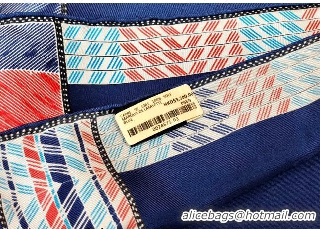 Top Quality Hermes Favori Du Fauburg Silk Square Scarf 90x90cm H0877 Blue 2023