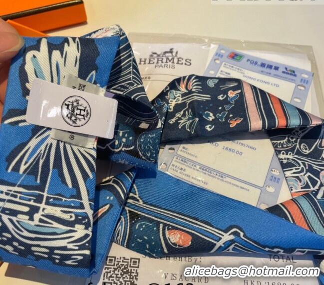 Well Crafted Hermes Silk Bandeau Scarf H0311 Blue 2023