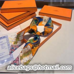 Fashionable Cheap Hermes Tree Of Song Silk Bandeau Scarf 6x85cm H8018 Orange 2023