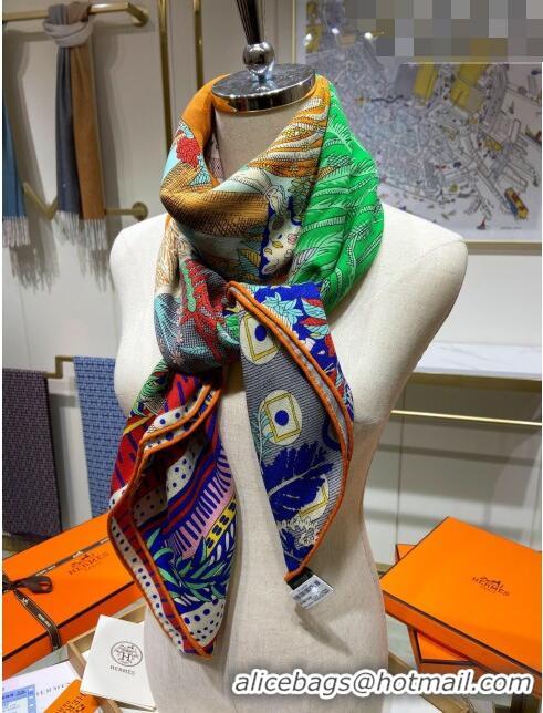 Promotional Hermes Cashmere & Silk Square Shawl Scarf 140x140cm H2417 Orange 2023