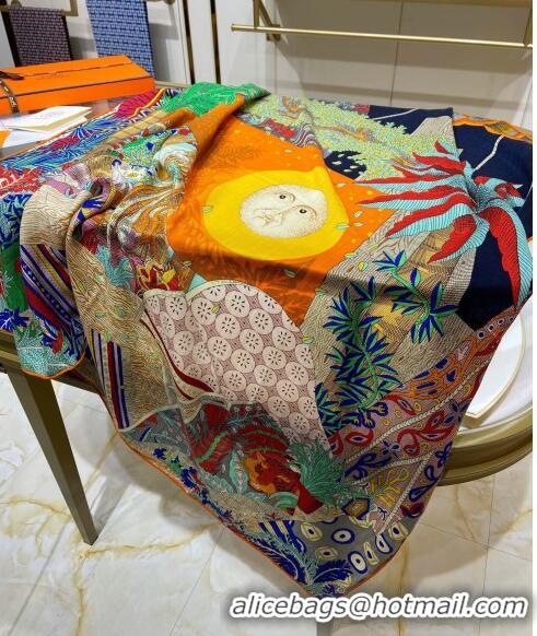 Promotional Hermes Cashmere & Silk Square Shawl Scarf 140x140cm H2417 Orange 2023