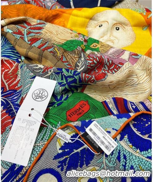 Promotional Hermes Cashmere & Silk Square Shawl Scarf 140x140cm H2417 Orange 2023