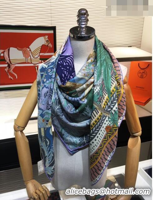 Trendy Design Hermes Cashmere & Silk Square Shawl Scarf 140x140cm H2417 Purple 2023