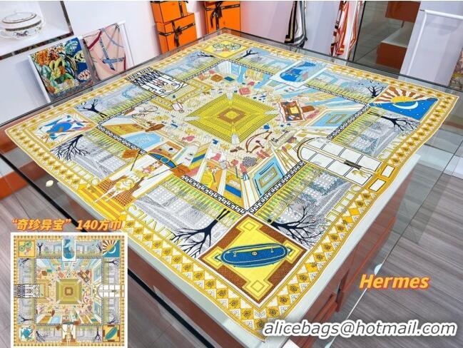 Good Product Hermes Cashmere & Silk Square Shawl Scarf 140x140cm H42501 Yellow 2023