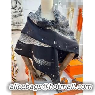 Buy Discount Hermes Cashmere & Silk Square Shawl Scarf 140x140cm H42506 Black 2023