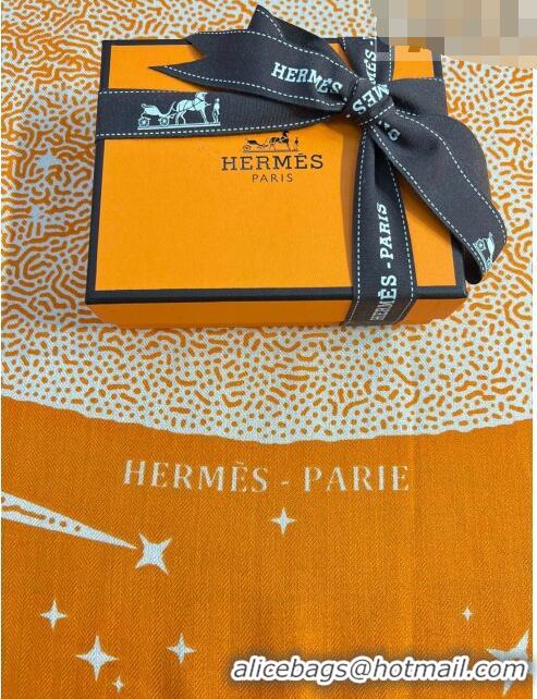 Luxurious Hermes Cashmere & Silk Square Shawl Scarf 140x140cm H42505 Orange 2023