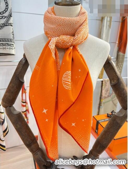 Luxurious Hermes Cashmere & Silk Square Shawl Scarf 140x140cm H42505 Orange 2023