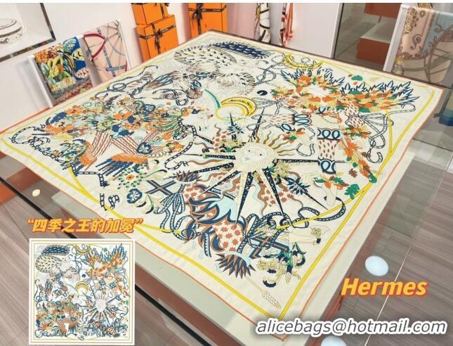 Low Cost Hermes Cashmere & Silk Square Shawl Scarf 140x140cm H42507 White 2023