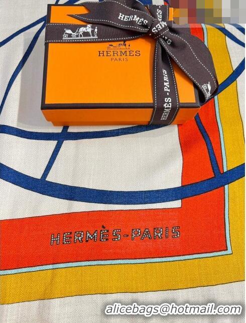 Top Quality Hermes Cashmere & Silk Coupe De Gala Shawl Scarf 140x140cm H42511 Orange 2023