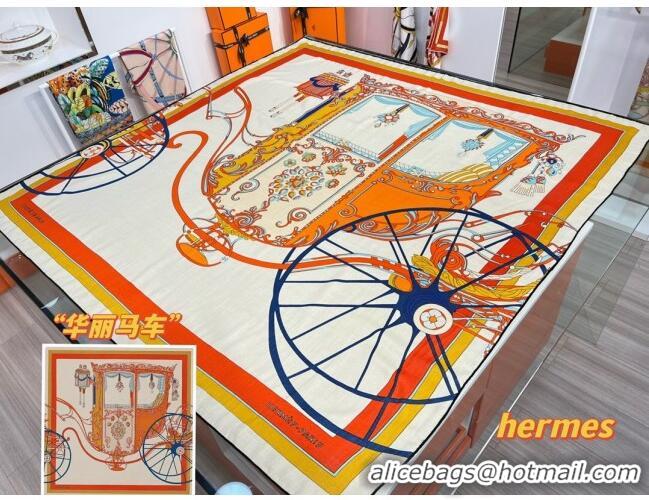 Top Quality Hermes Cashmere & Silk Coupe De Gala Shawl Scarf 140x140cm H42511 Orange 2023