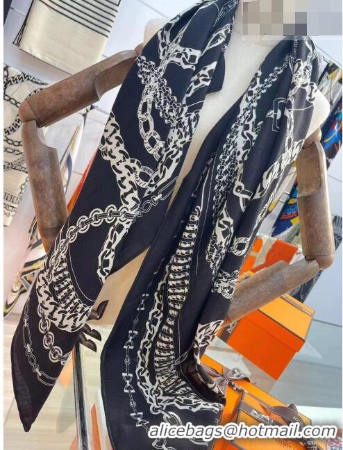 Buy Cheap Hermes Cashmere & Silk Square Shawl Scarf 140x140cm H42516 Black 2023