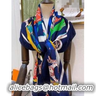 Top Quality Hermes Cashmere & Silk Square Shawl Scarf 140x140cm H42517 Blue 2023