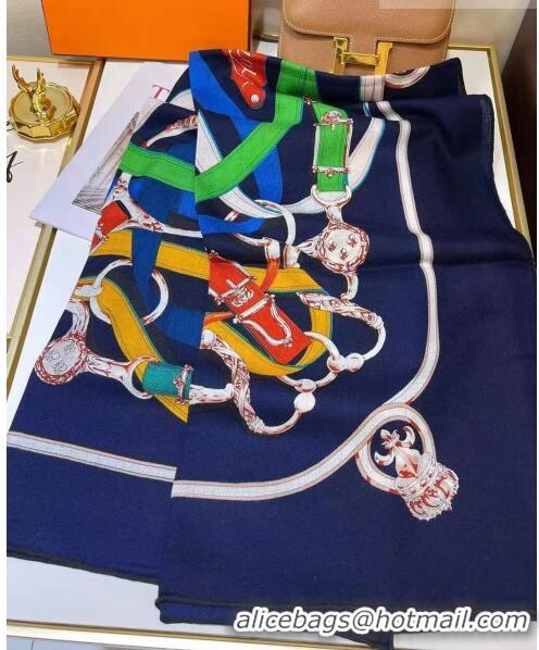 Top Quality Hermes Cashmere & Silk Square Shawl Scarf 140x140cm H42517 Blue 2023