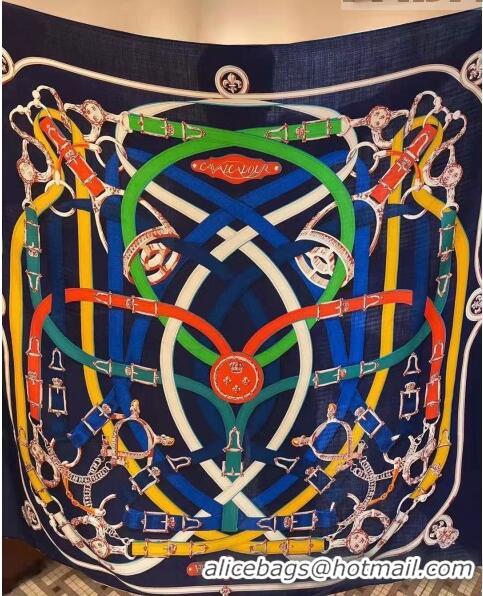 Top Quality Hermes Cashmere & Silk Square Shawl Scarf 140x140cm H42517 Blue 2023