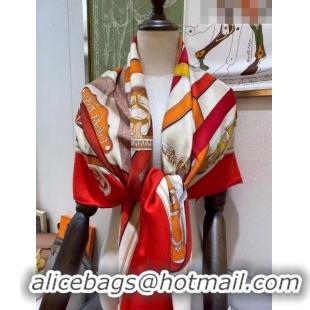 Promotional Hermes Cashmere & Silk Square Shawl Scarf 140x140cm H42518 Red 2023