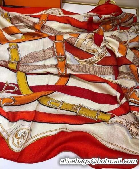 Promotional Hermes Cashmere & Silk Square Shawl Scarf 140x140cm H42518 Red 2023