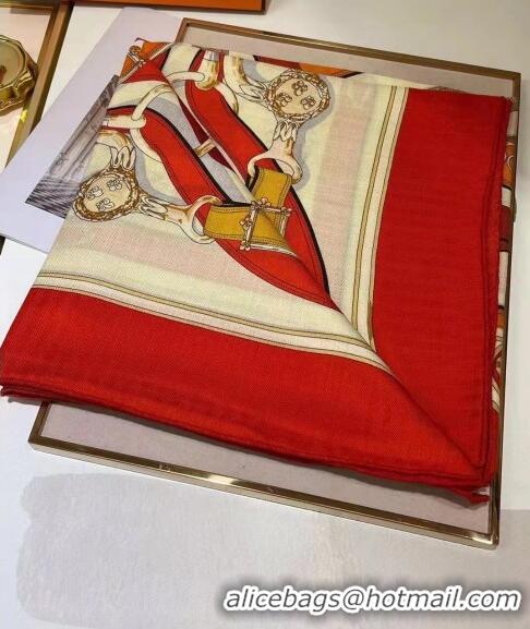 Promotional Hermes Cashmere & Silk Square Shawl Scarf 140x140cm H42518 Red 2023