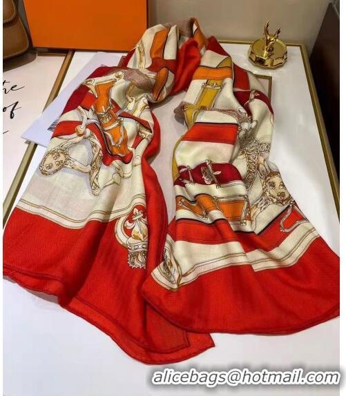 Promotional Hermes Cashmere & Silk Square Shawl Scarf 140x140cm H42518 Red 2023