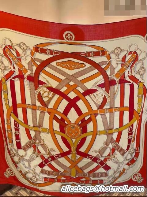 Promotional Hermes Cashmere & Silk Square Shawl Scarf 140x140cm H42518 Red 2023